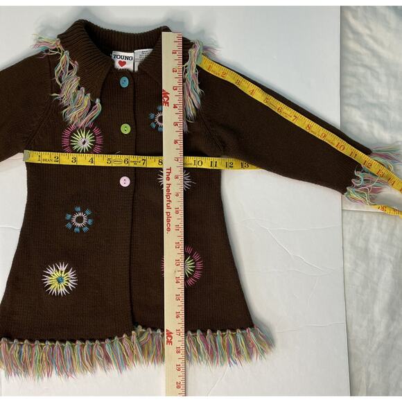 Vintage Y2K Unique Young Hearts Western Fringe Cowgirl Long Cardigan Size 2T - Picture 10 of 10
